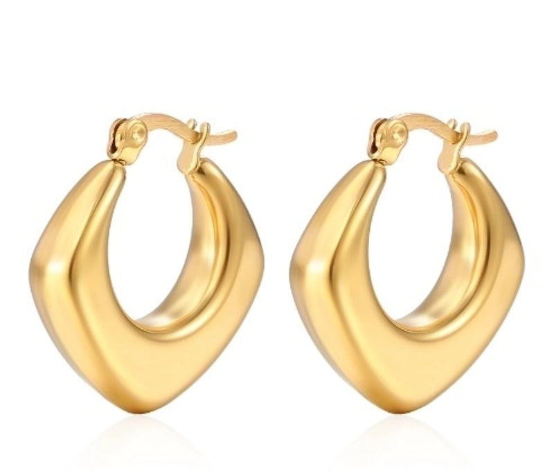 1 Pair Fashion Solid Color Plating 304 Stainless Steel 18K Gold Plated Earrings