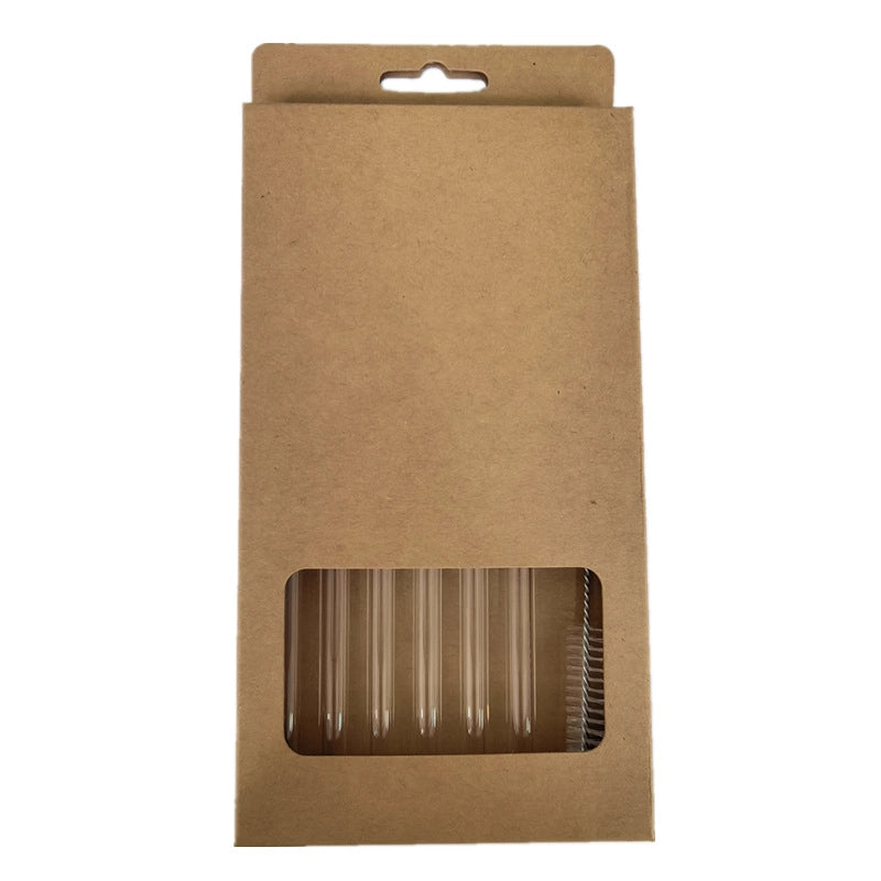 3 Pieces In Stock Neutral Transparent Colored Glass Straw Borosilicate Glass Straw Carton Suit