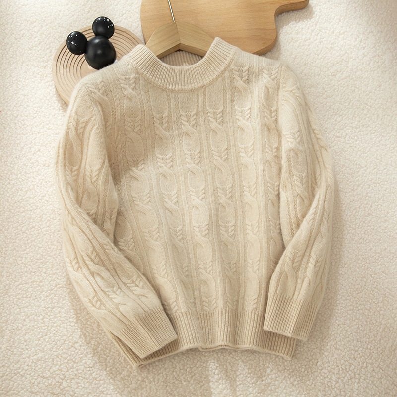 Twisted Pattern Kids Cashmere Sweater REAL SILK LIFE