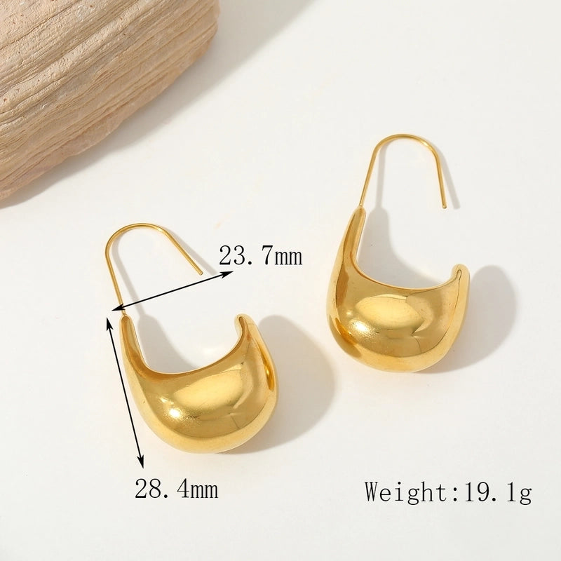 1 Pair Casual Basic Minimalist U Shape Water Droplets Rectangle Plating 304 Stainless Steel 18K Gold Plated Ear Studs