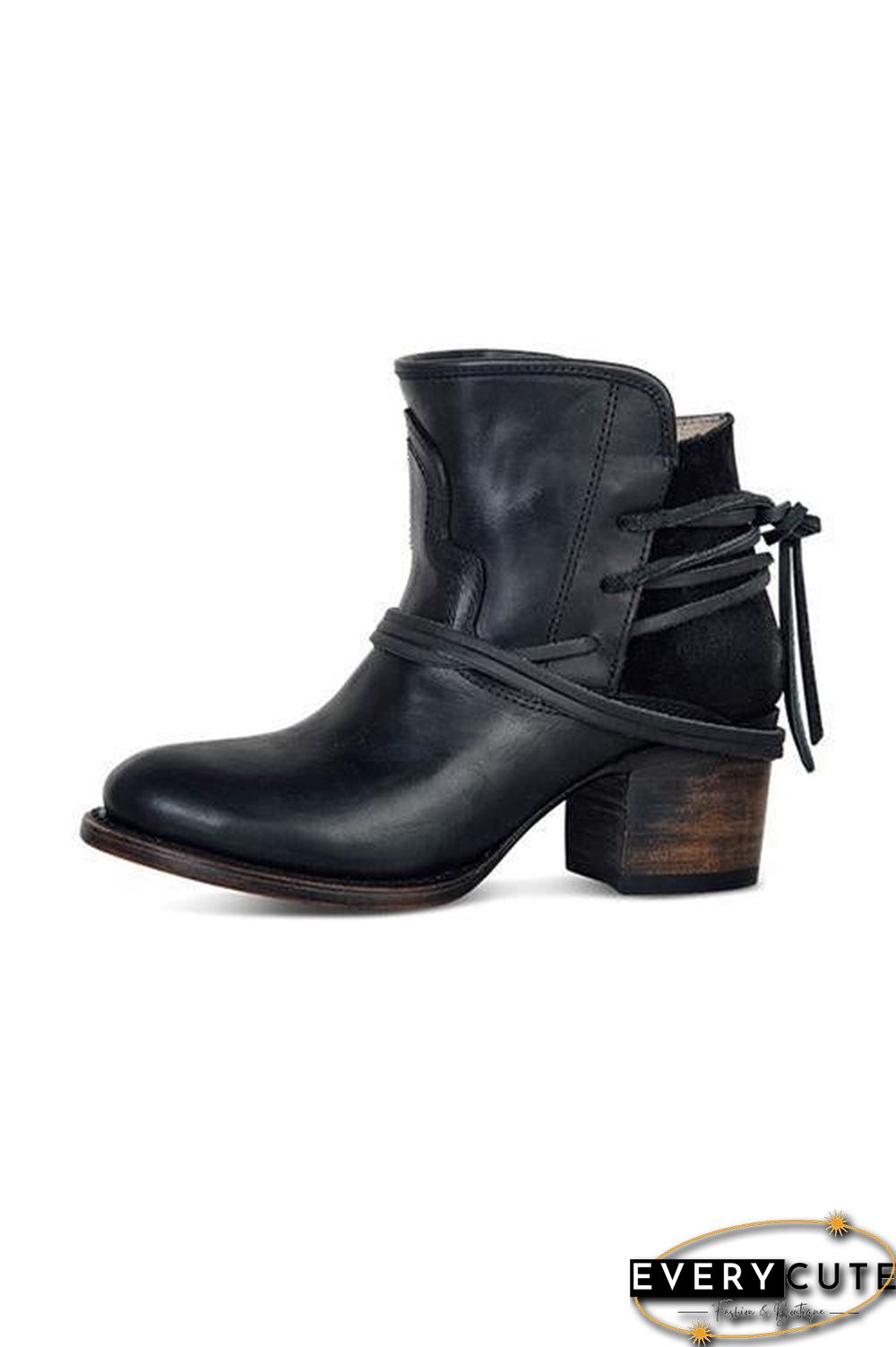 Lace Up Chunky Heels Ankle Boots