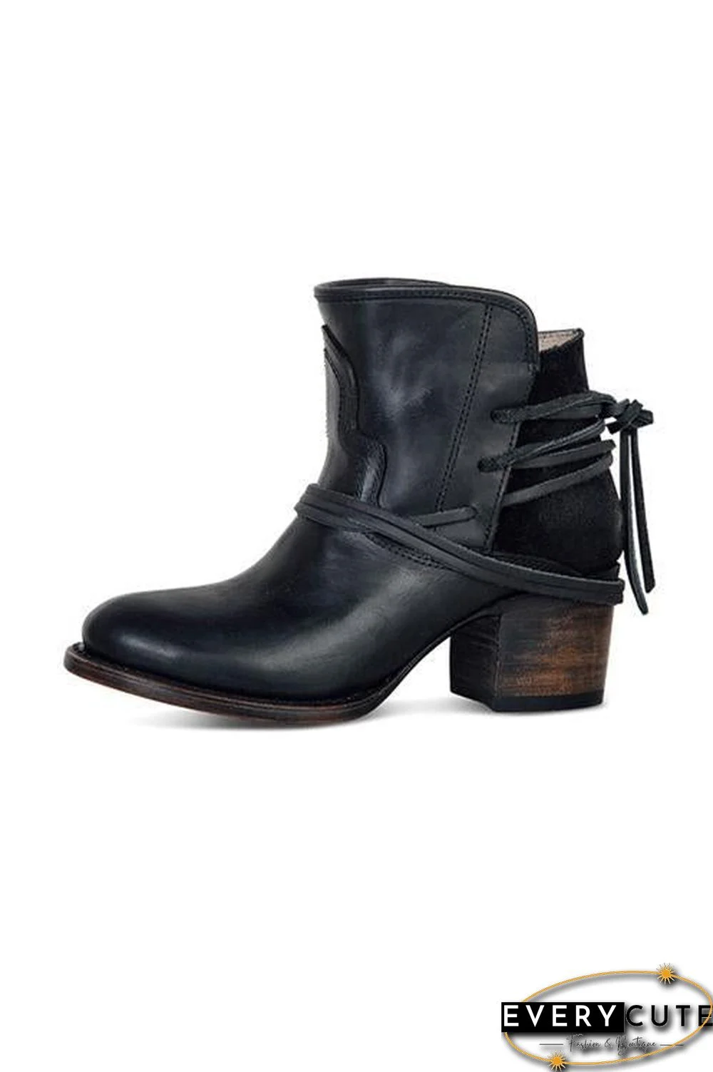 Lace Up Chunky Heels Ankle Boots