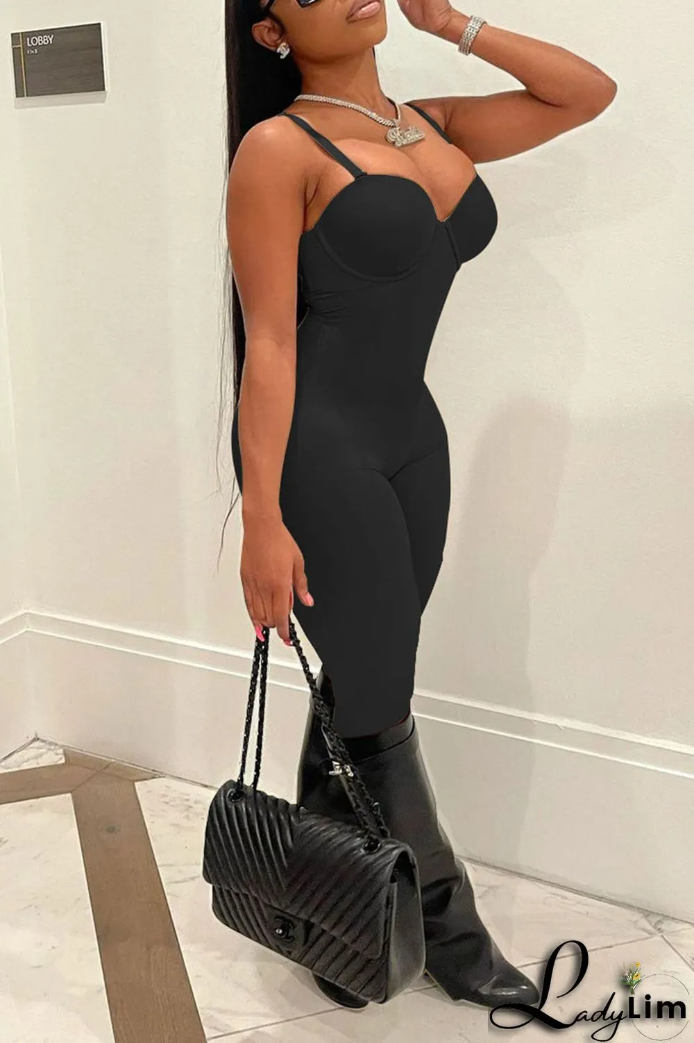 Brown Sexy Solid Patchwork Spaghetti Strap Regular Jumpsuits