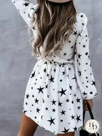 Dresses Star Print Long Sleeve Mini Dress for Women