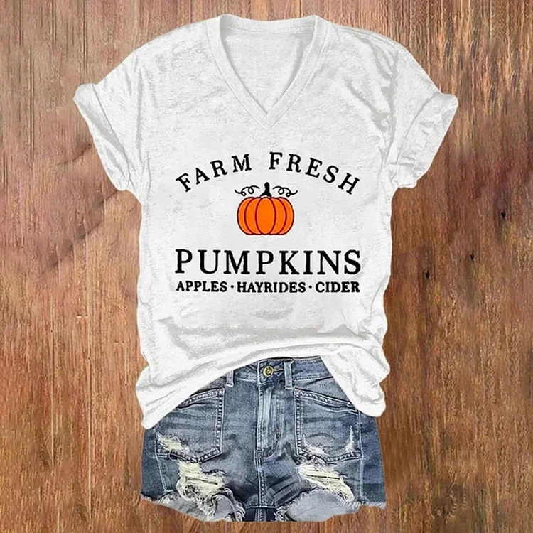 Halloween Pumpkin Casual Print Short Sleeve T-Shirt