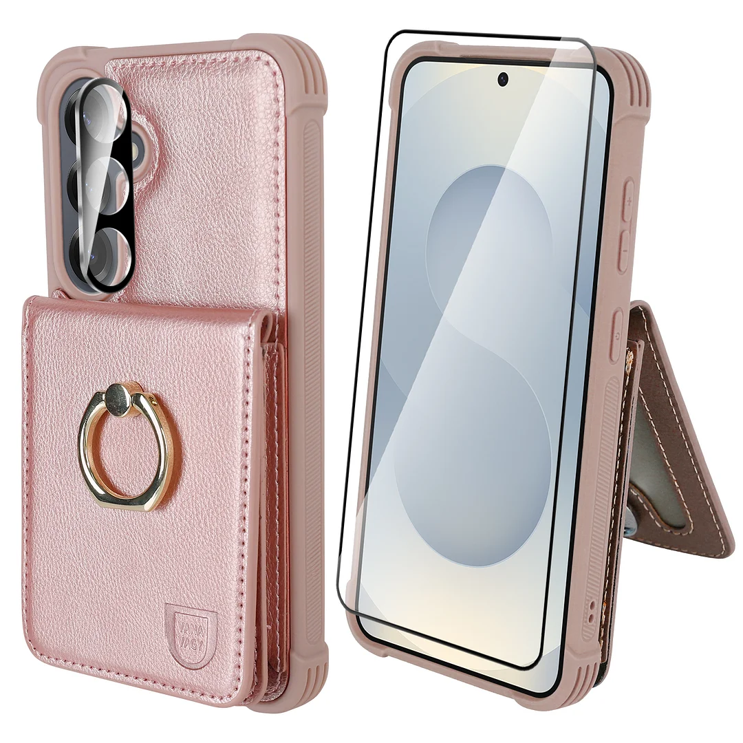 VANAVAGY Wallet Case Compatible for Galaxy S25 Plus 5G with Credit Card Holder and Coin Pocket