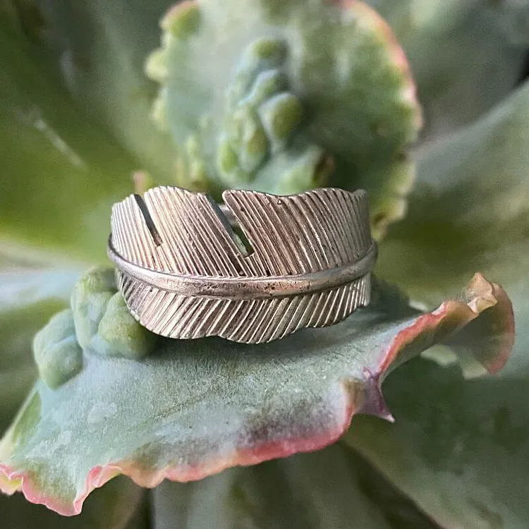 Silver Feather Ring by Fossil Size 8