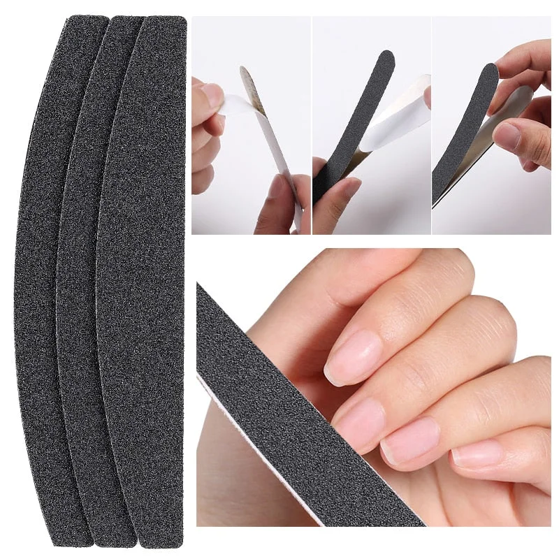 Double-Sided Straight Replacement Nail File SandPaper Pads With Metal Handle Grey /Black Buffer Strips 100/180/240 Remove-Nail Inspo