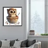 Peinture diamant hibou-foret rond-30*30cm