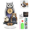 (US Local)Acrylic Special Shape Owl Diamond Painting Clock Ornaments Kit for Home Decor