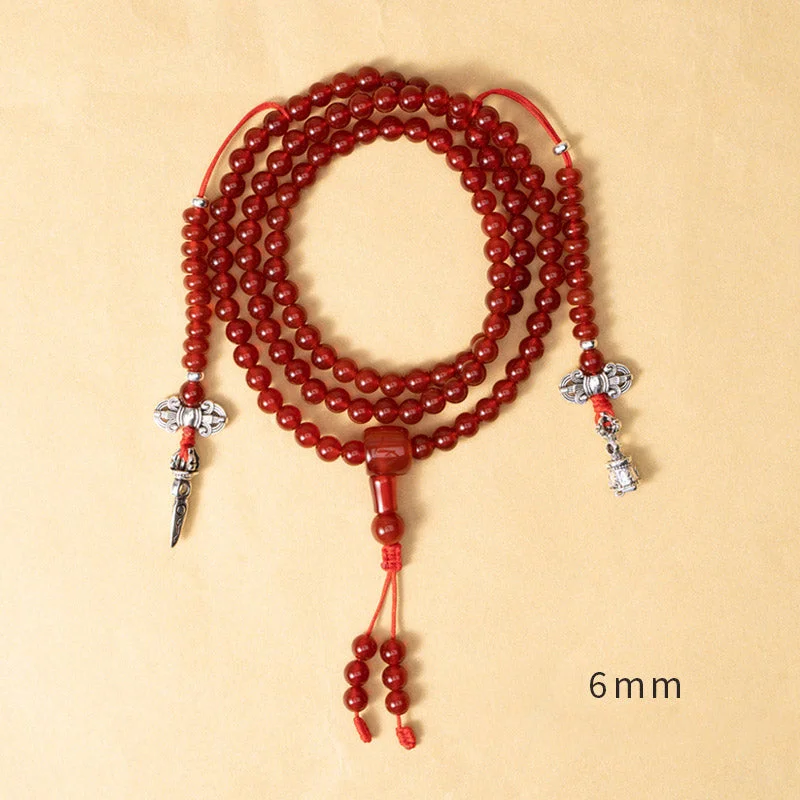 Natural Red Agate Yellow Agate 108 Beads Happiness Wealth Bracelet Mala