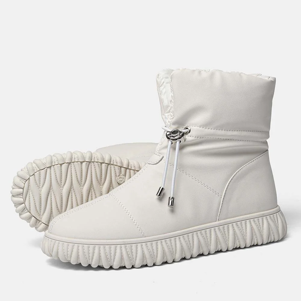 Smiledeer New winter women's velvet all-match waterproof leather snow boots
