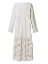 Three-Quarter Sleeve Patch Crew Neck Casual Cotton And Linen Dress