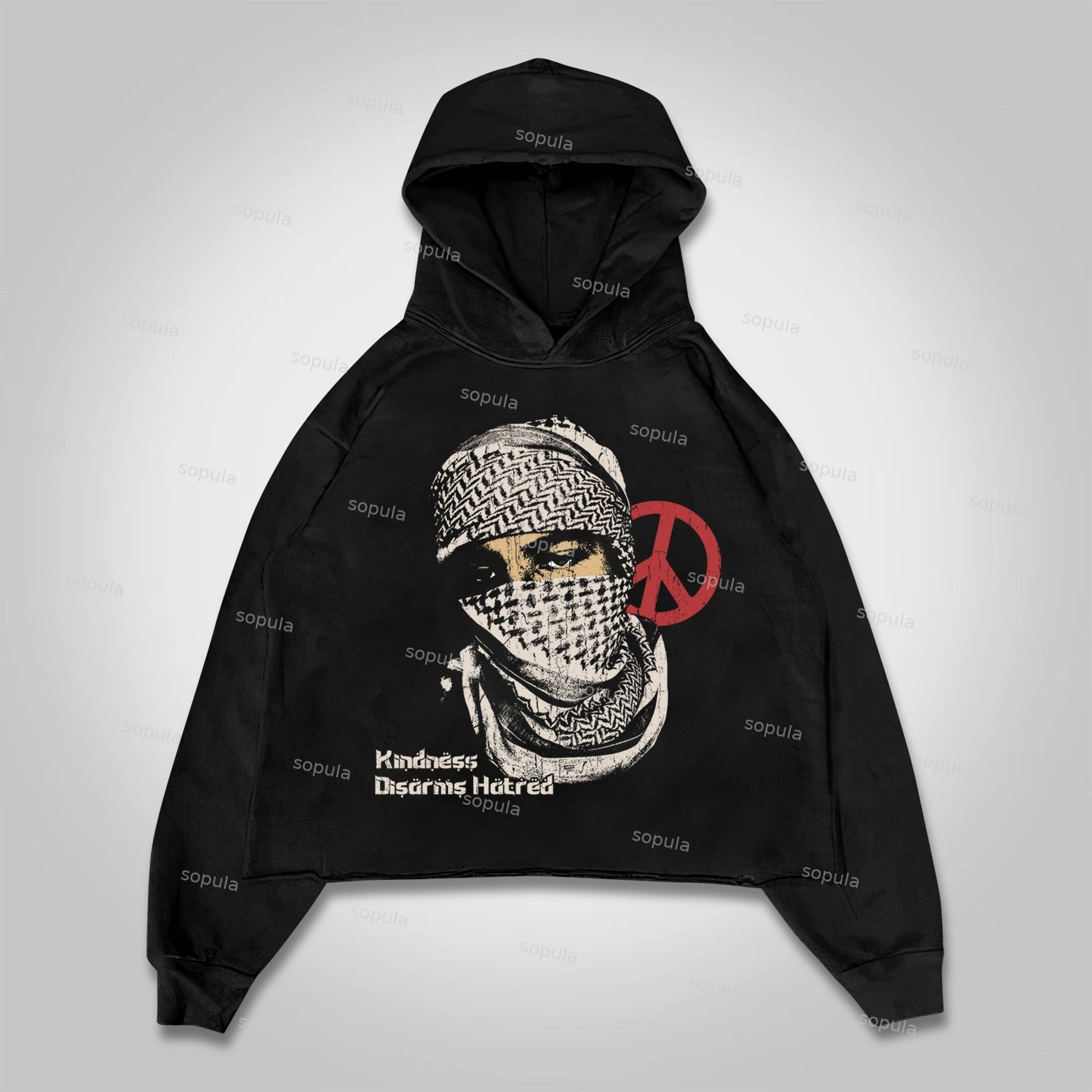 Sopula Kindness Disarms Hatred Graphic Pocketless Hoodie - SOPULA