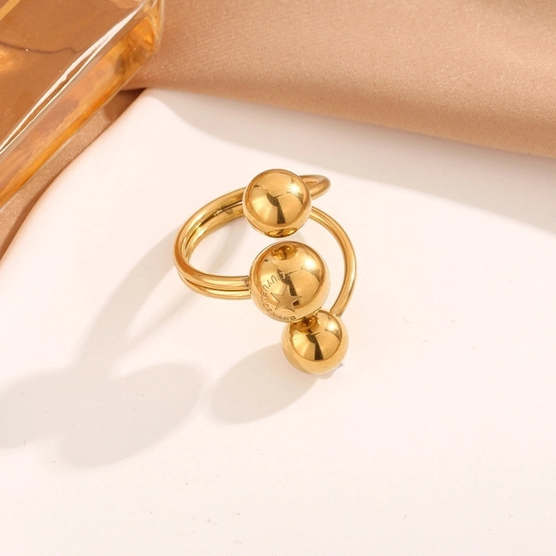 Elegant Round 304 Stainless Steel Gold Plated Open Rings