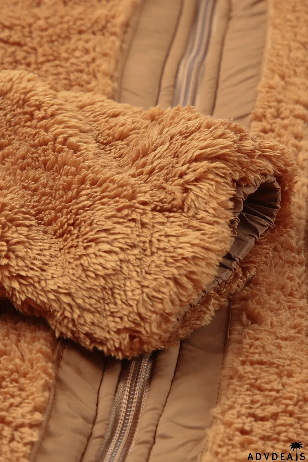 Zip Up Sherpa Coat With Pocket