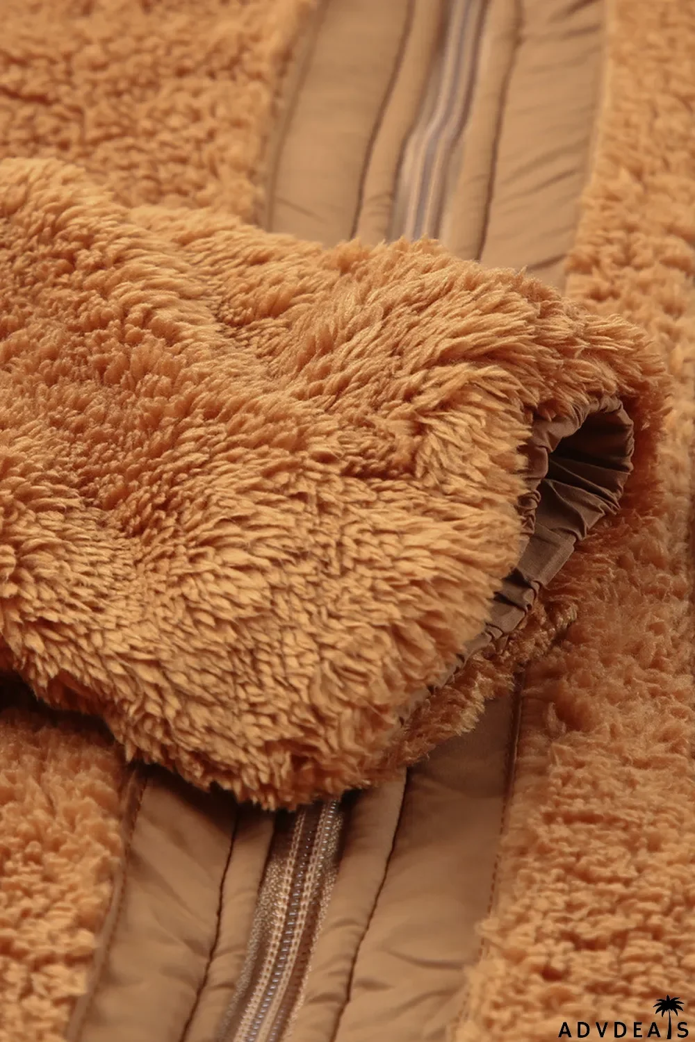 Zip Up Sherpa Coat With Pocket