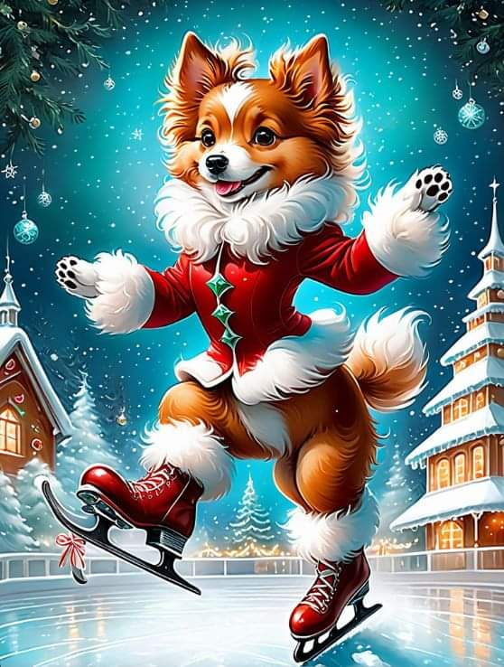 5D Diamond Painting Green Christmas Puppy and Presents Kit