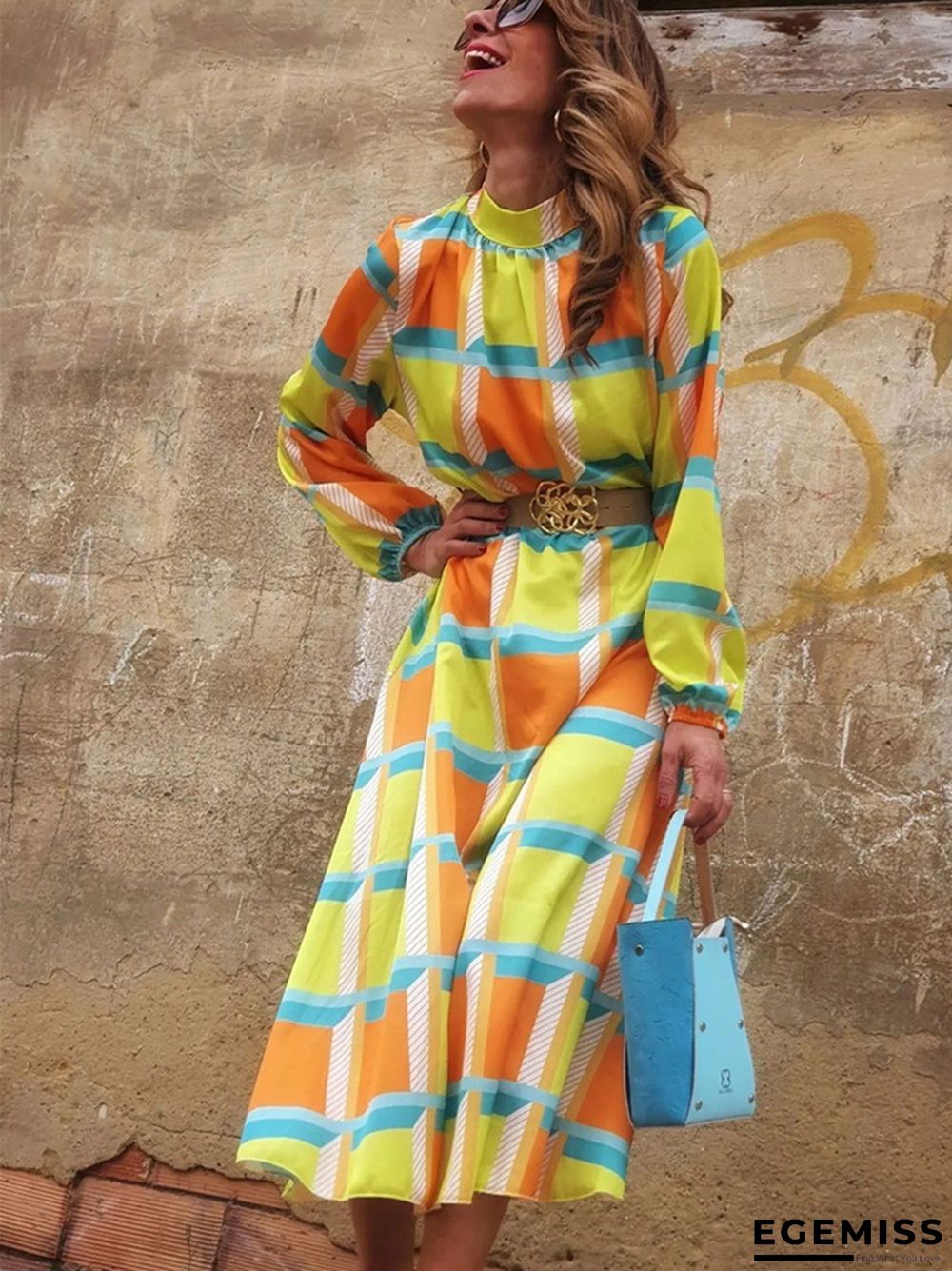 Casual and Loose Print A-line Dress with Waist Reduction | EGEMISS