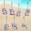 7Pcs DIY Diamond Painting Unicorn Keychain