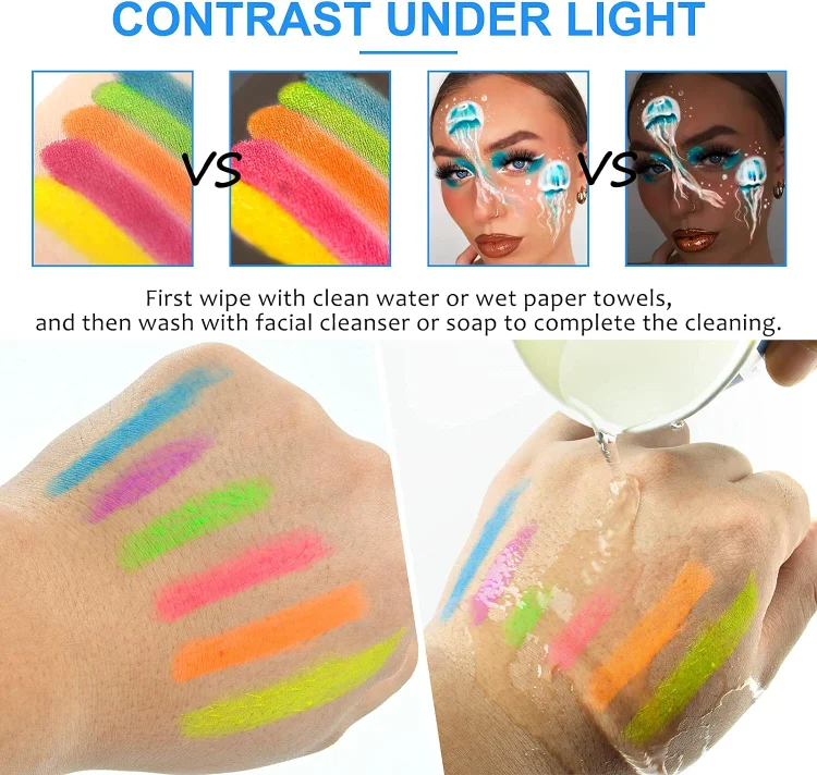 16 Colors Facepaint Palette for Children Kids Neon Rainbow Face Paint -  China Face Body Paint, Halloween Makeup