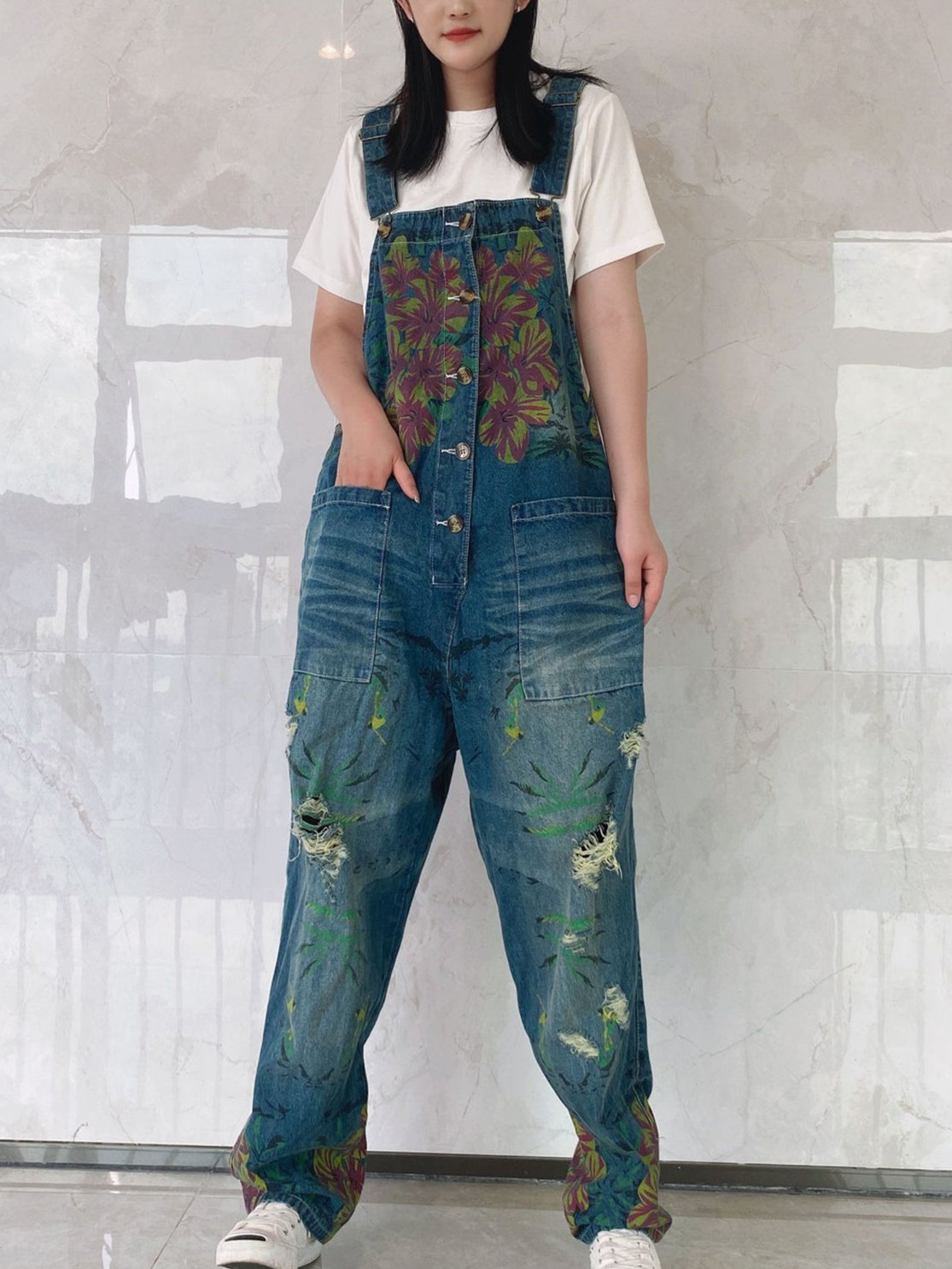 Women Long Sleeve V-neck Graphic Floral Printed Top