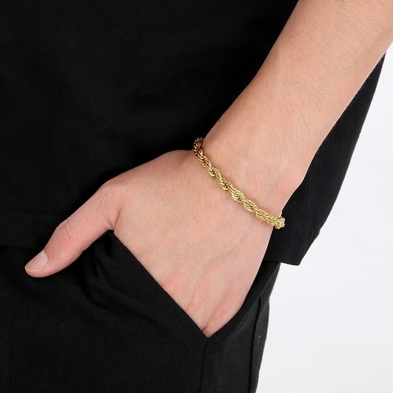 Minimalist Twist 304 Stainless Steel 18K Gold Plated Bracelets In Bulk