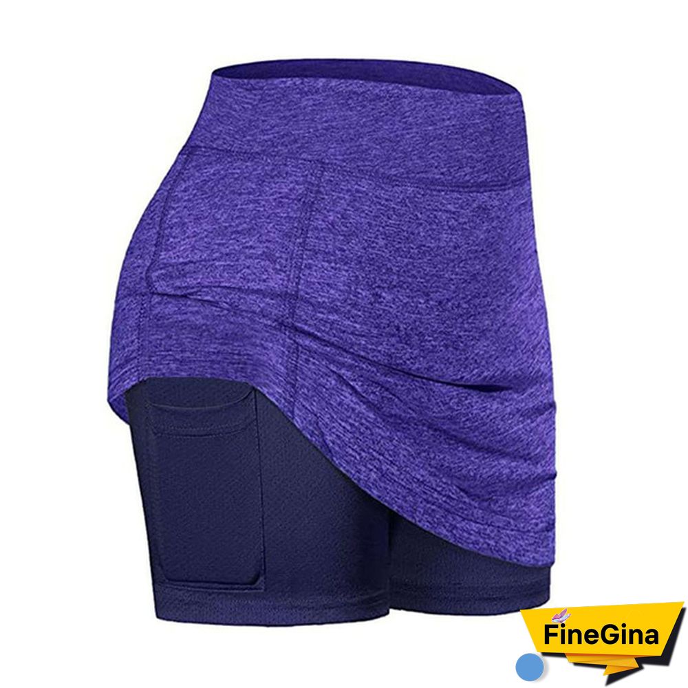 Women Running 2 In 1 Active Skorts Tennis Skirt Workout Clothing High Waist Sport Shorts Fitness Yoga