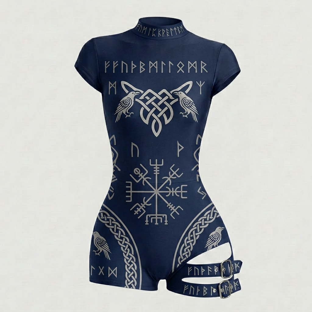 Viking-Style Tight-Fitting Swimsuit Bodysuit
