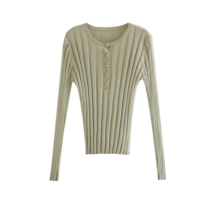 Spring and autumn women's sweater casual solid color round neck long sleeve slim sweater