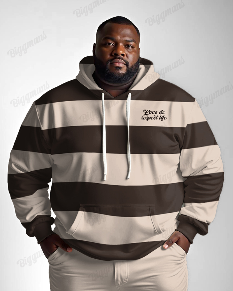 Men's Simple Striped Maillard Hoodie Plus Size
