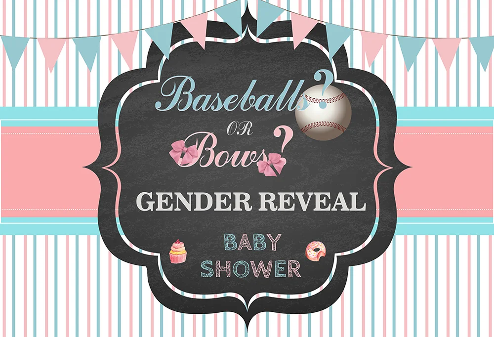Baseball Or Bow Gender Reveal Backdrop RedBirdParty