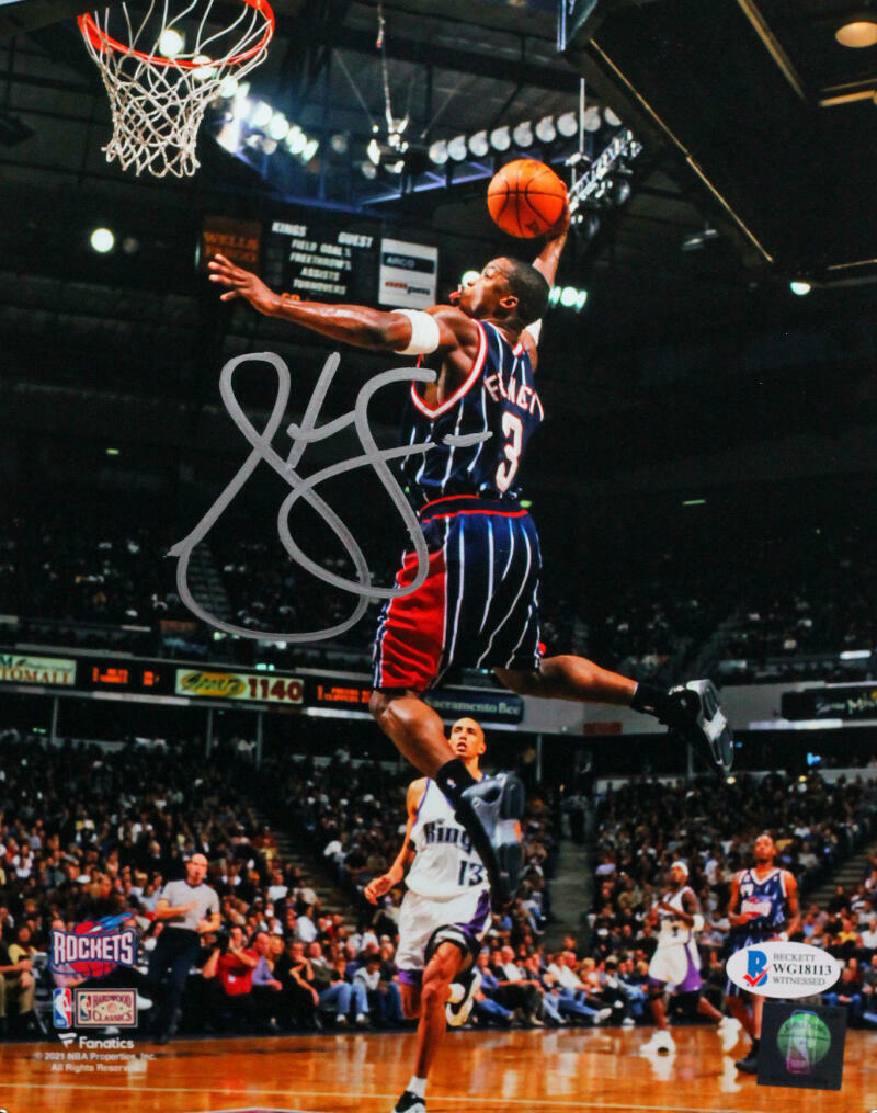 Steve Francis Signed Rockets 8x10 FP Photo Poster painting Dunking vs Kings- Beckett Witness