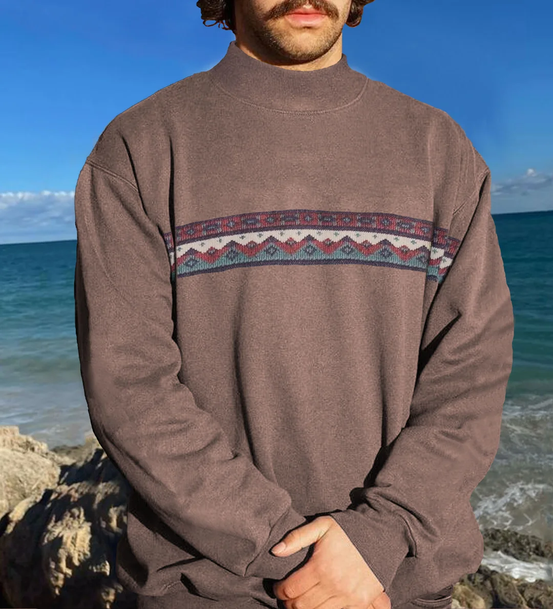 Retro unisex surf stand-up collar sweatshirt-barclient