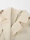 Simple Lapel Collar Buttoned Belted Loose Solid Color Trench Coat