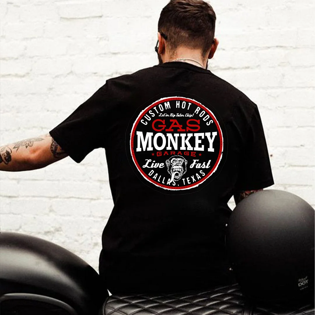 CUSTOMS HOT RODS GAS MONKEY Print Men's T-shirt