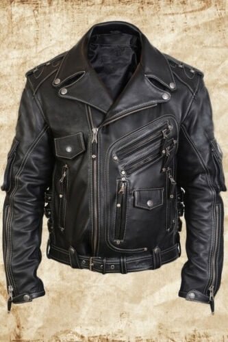 Men's Cowhide Premium Motorcycle Biker Top Leather Jacket