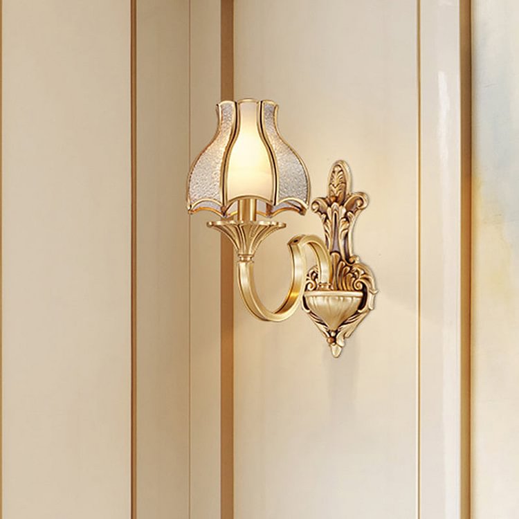 Metal Brass Wall Sconce Lighting Curving 1/2-Light Traditional Wall Light Fixture for Bedroom