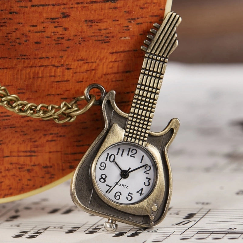 Vintage Style Guitar Bicycle Key Quartz Pocket Watch Women’s Watches