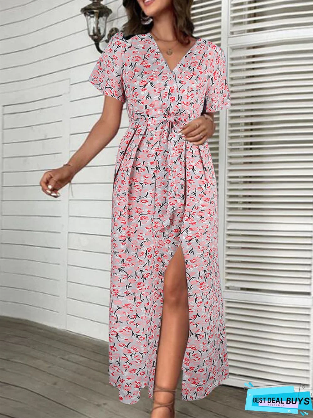 New Women's Casual Loose Dress with Waist Rope