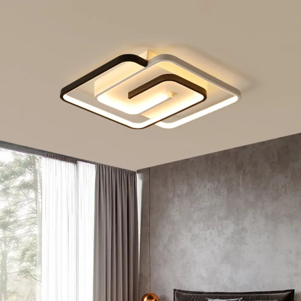 Modernist Black And White Led Flush Mount Ceiling Light For Bedroom 18&rsquo;/21.5&rsquo; Wide Black -