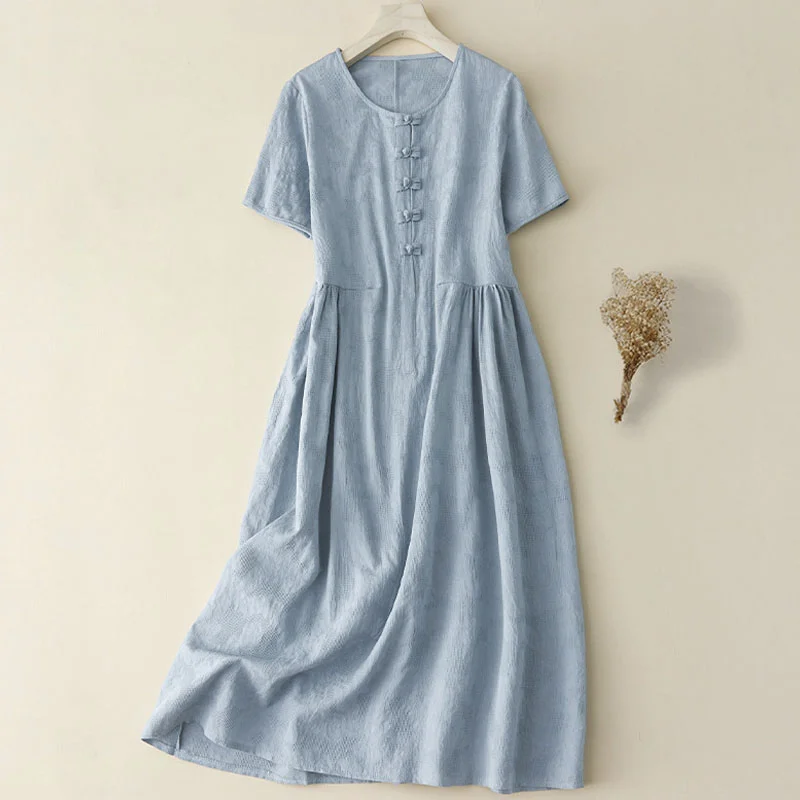 DresSummer Jacquard Cotton Linen Dress
