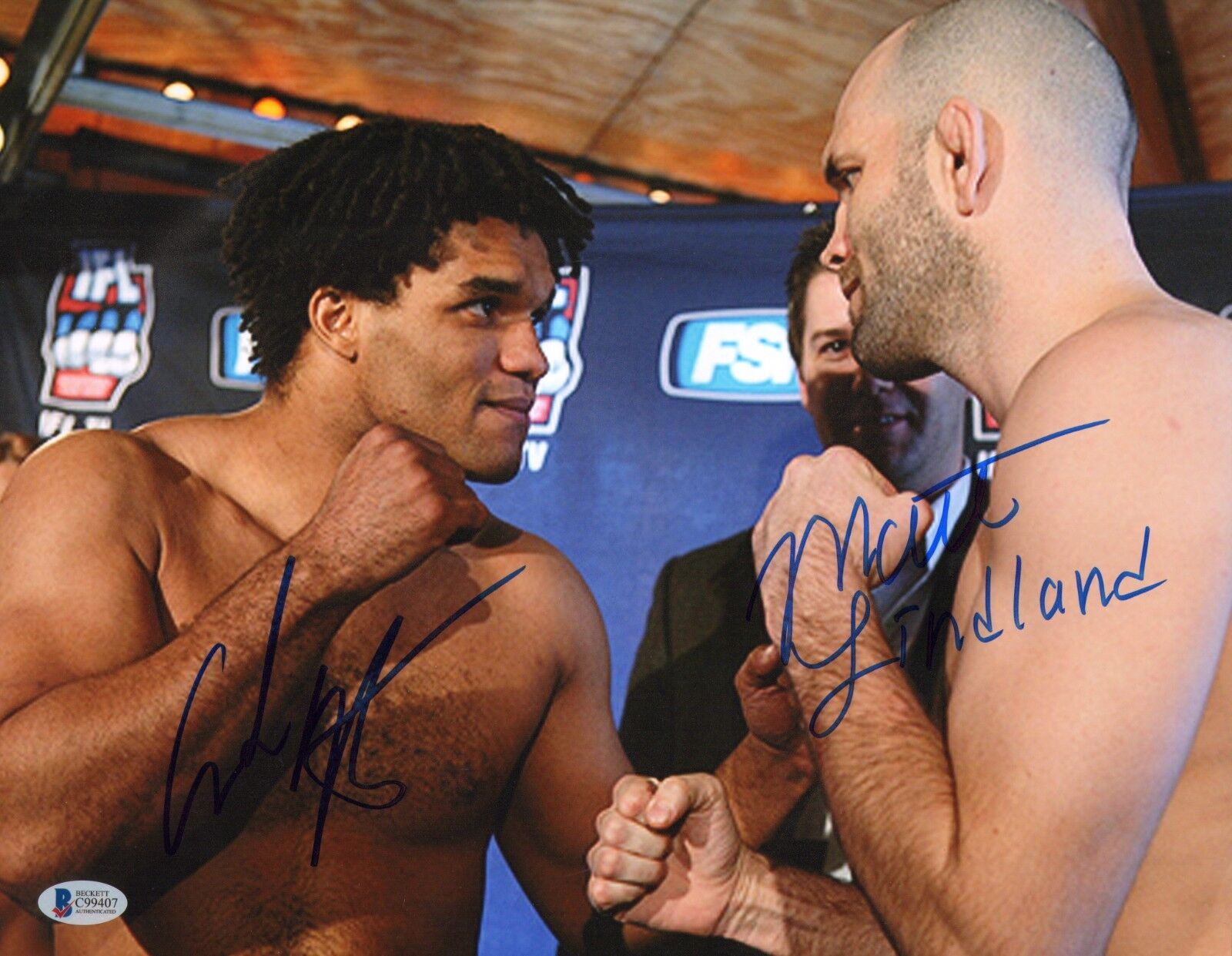 Carlos Newton & Matt Lindland Signed UFC 11x14 Photo Poster painting BAS Beckett COA IFL Picture