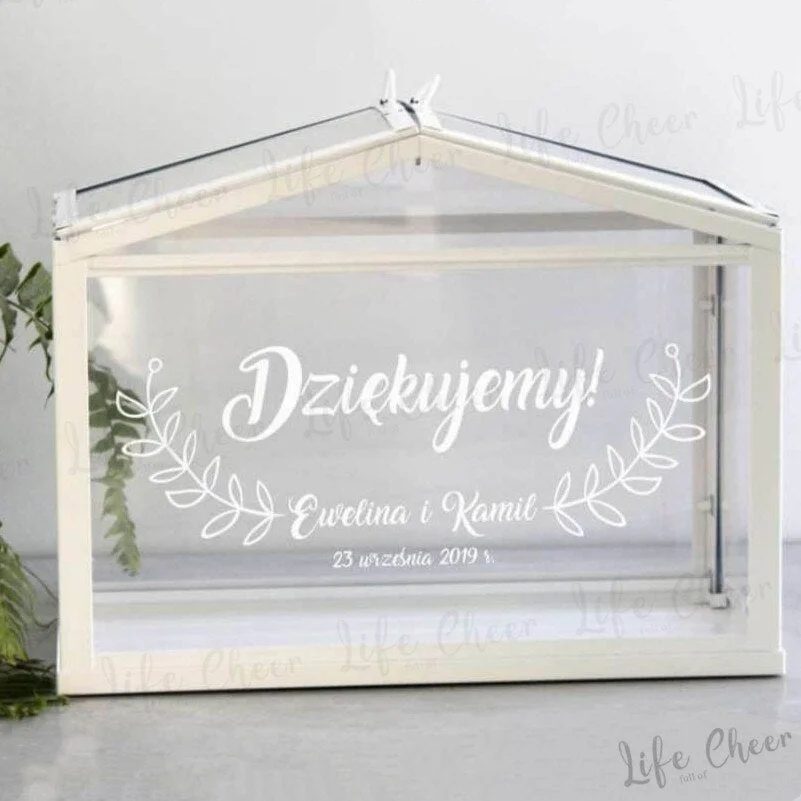 Rustic Wedding Card Box Vinyl Sticker Well Wishes Box Cards Stickers Decals Polish Wedding Decor Art Personalized Any Texts