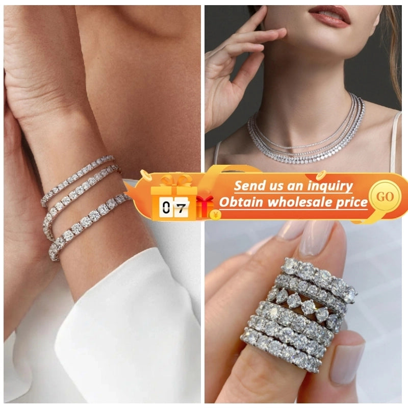 925 Sterling Silver Bangles Ear Studs Tennis Bracelets TRENDY