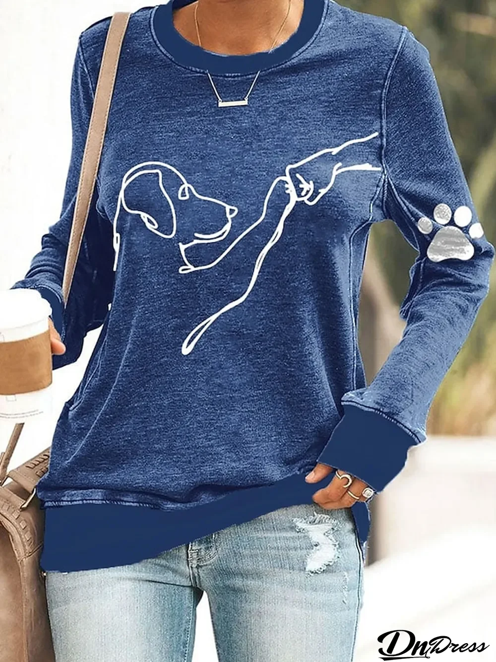Women's Sweatshirt Pullover Dog Casual Sports Black Blue Green Active Sportswear Round Neck Long Sleeve Top Micro-elastic Spring & Fall