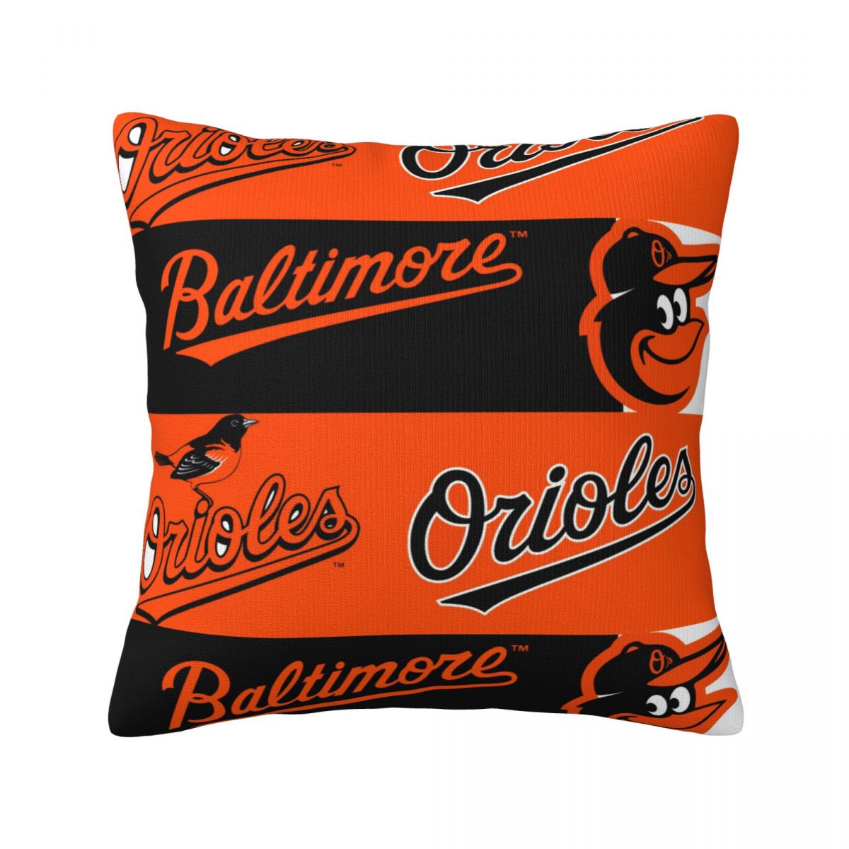 Baltimore Orioles Logo And Wordmark Decorative Square Throw Pillow Covers