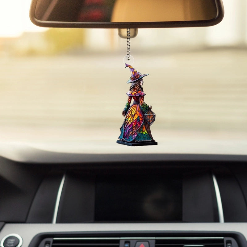 Halloween Automobile Hanging Ornament Halloween Ornaments Gorgeous Witch Pendant Car Rearview Mirror Hangings