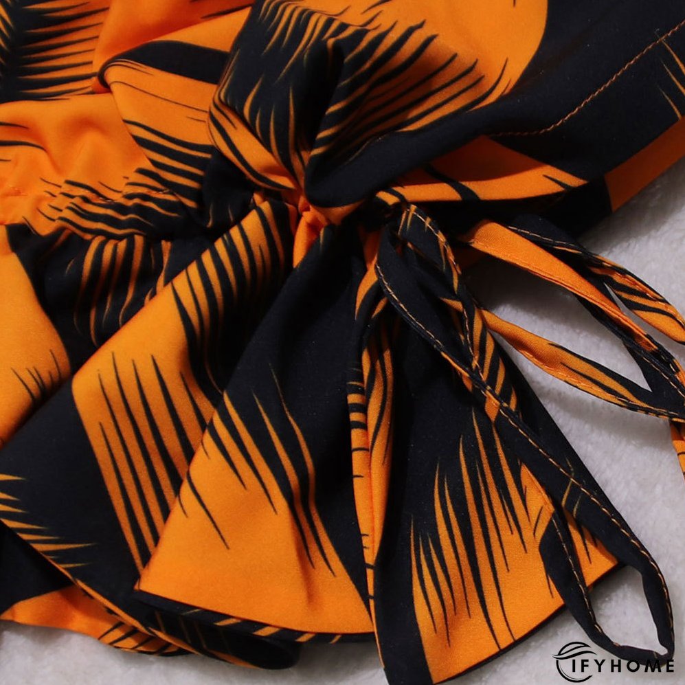 Printed Puff Sleeve Shirt Short Skirt Plus Size Two-Piece Set | IFYHOME