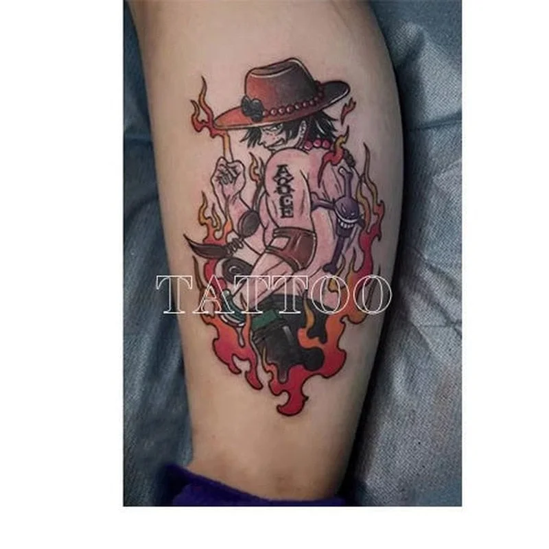Japanese Anime Luffy Portcas D Fire Fist Ace Sauron Flower Arm Leg Waterproof Lasting Arm Temporary Fake Tattoo Sticker